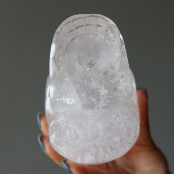 Clear Quartz Skull Carved Clarity Crystal 4.5" Showpiece