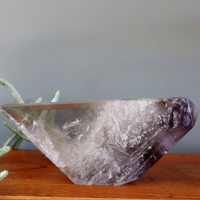 Quartz Showpiece Amethyst Smoky Crystal Trifecta 13.5 Inch