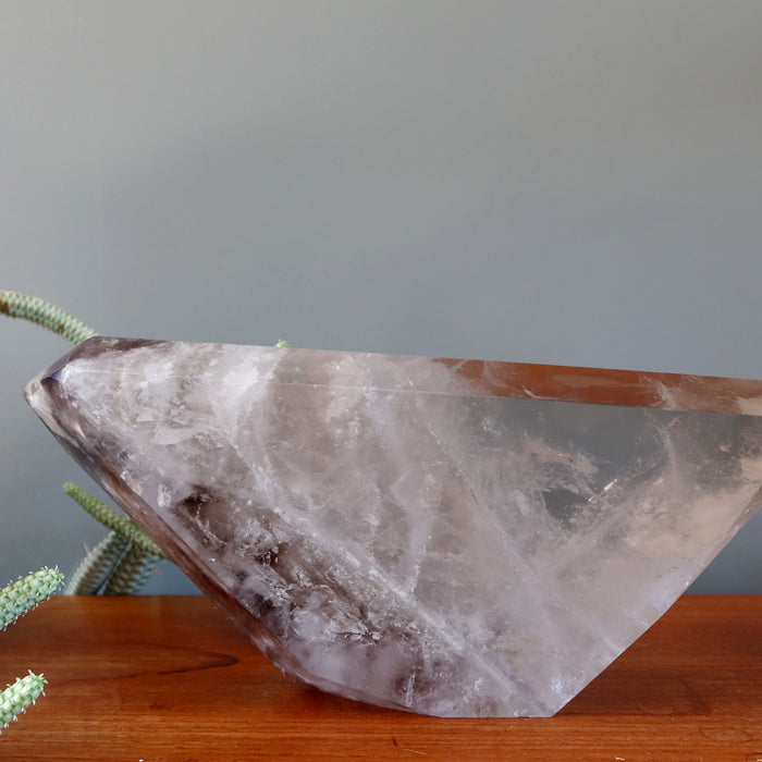 Quartz Showpiece Amethyst Smoky Crystal Trifecta 13.5 Inch