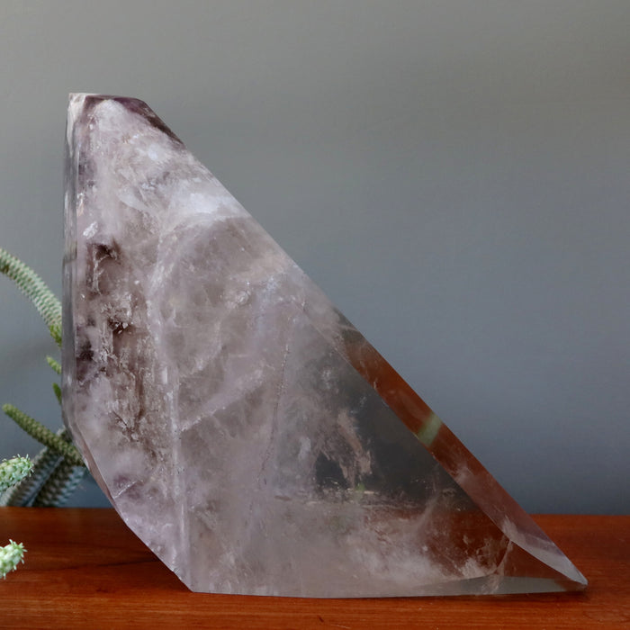 Quartz Showpiece Amethyst Smoky Crystal Trifecta 13.5 Inch