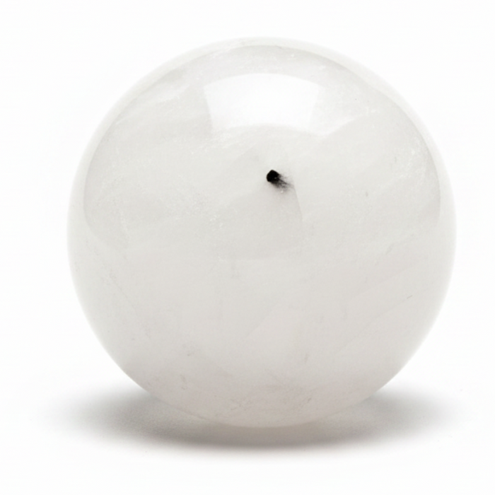 Quartz Tourmaline Sphere Black Dot White Crystal Ball