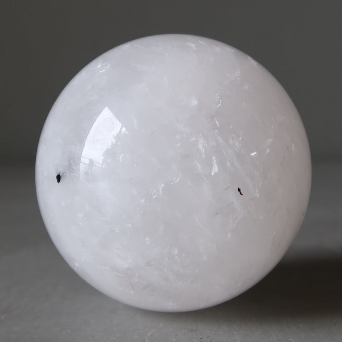 Quartz Tourmaline Sphere Black Dot White Crystal Ball