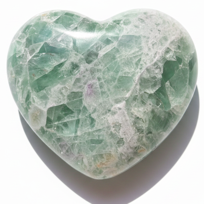 Fluorite Heart Green Purple UV Glow Big Love Crystal