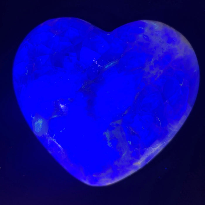 Fluorite Heart Green Purple UV Glow Big Love Crystal 4"