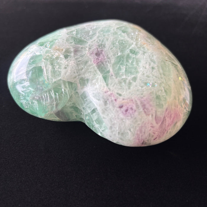 Fluorite Heart Green Purple UV Glow Big Love Crystal 4"