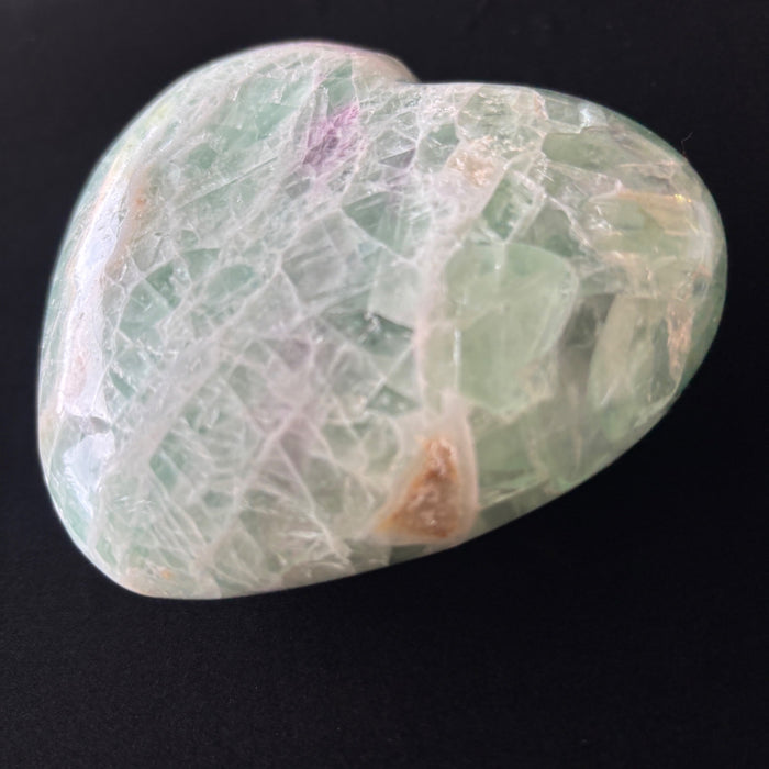 Fluorite Heart Green Purple UV Glow Big Love Crystal 4"