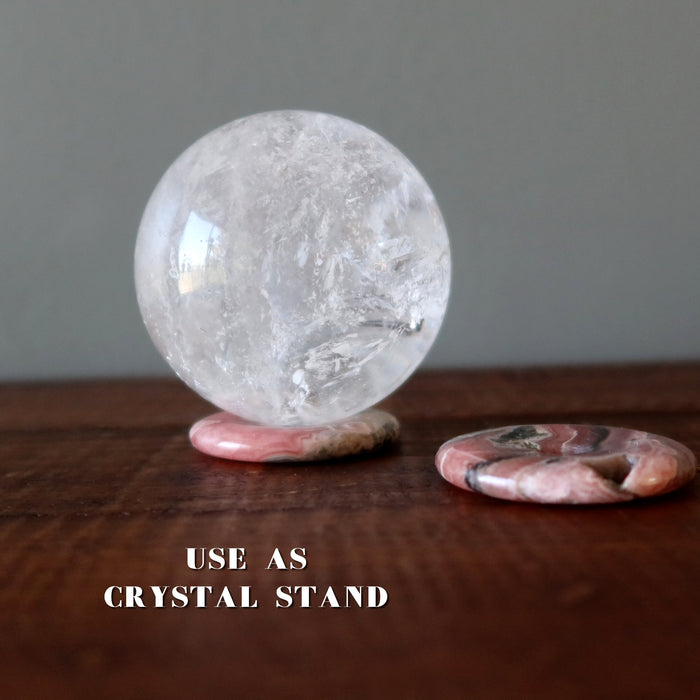 rhodochrosite donut with quartz ball