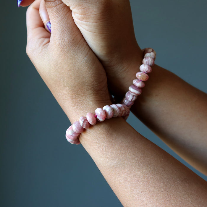 rhodochrosite rondelle bracelets