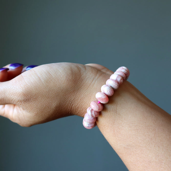 rhodochrosite rondelle bracelet