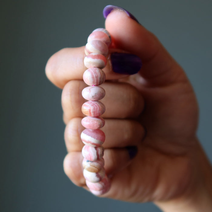 rhodochrosite rondelle bracelet