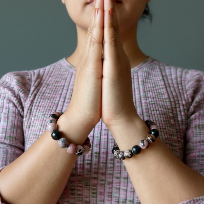 Rhodonite Bracelet Pink Black Social Superstar Stone