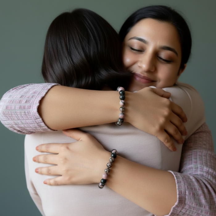 Rhodonite Bracelet Pink Black Social Superstar Stone