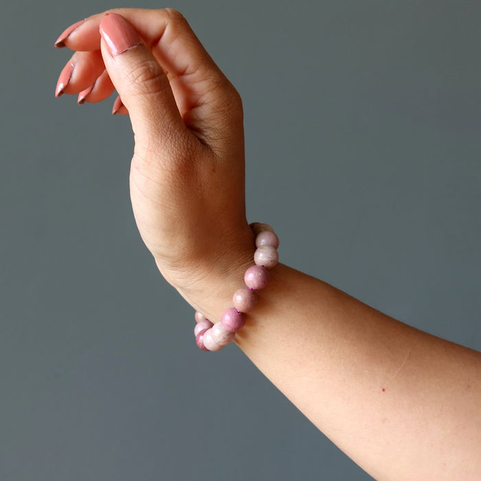 rhodonite bracelet on hand