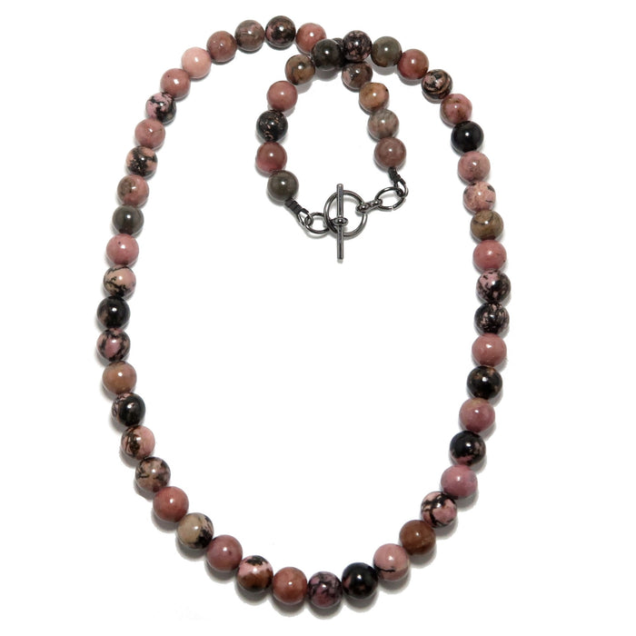 rhodonite necklace beaded