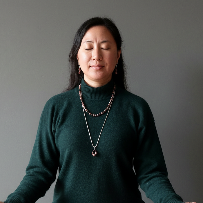 Rhodonite Necklace Pink Black Love Crystal Strand