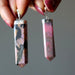 two rhodonite point pendants in sterling