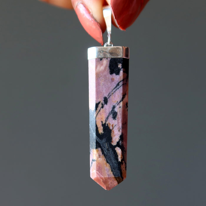 rhodonite point pendant