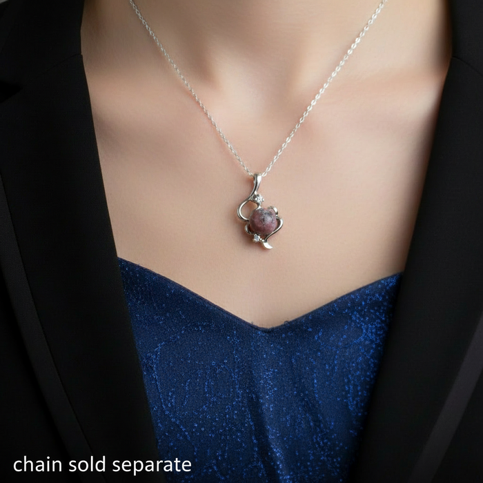 Rhodonite Pendant Pink Crystal Cutie Charm Silver