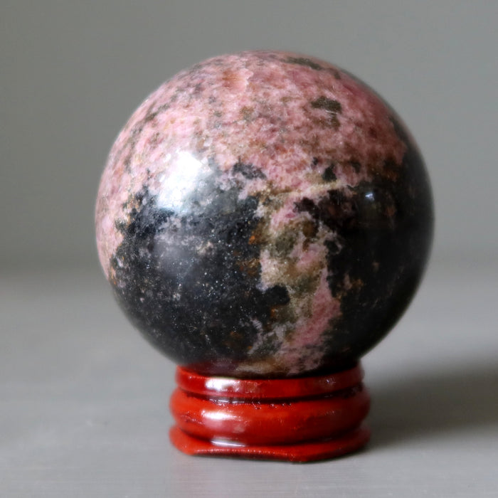 Rhodonite Sphere Rich Black Rosy Pink Crystal Ball