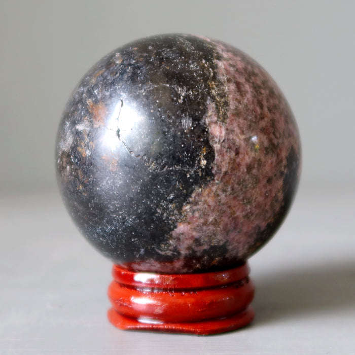 Rhodonite Sphere Rich Black Rosy Pink Crystal Ball