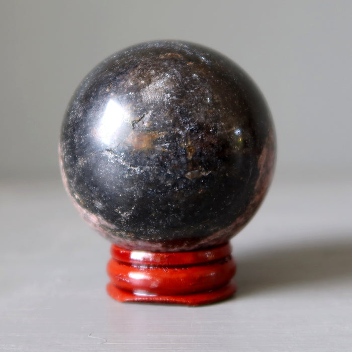 Rhodonite Sphere Rich Black Rosy Pink Crystal Ball