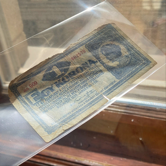 1920 Hungary Banknote 1 Korona Antique Austro-Hungarian Empire Egy One Bill Money