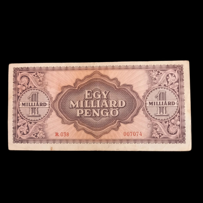 Vintage Banknote 1946 Hungary 1 Billion Pengő Egymilliárd 1000000000 WWII Hyperinflation Bill XF