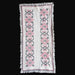Hungarian Bereg folk art handmade cross stitch with pink and black pattern on a white background