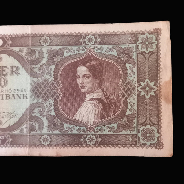 Vintage Banknote 1945 Hungary 100k Százezer Pengő Pair Matching M-Series WWII Currency