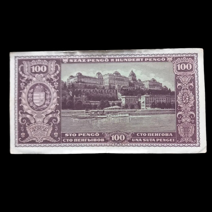 1945 Hungary Banknote 100 Pengő Banknote Vintage Fortress of the Danube