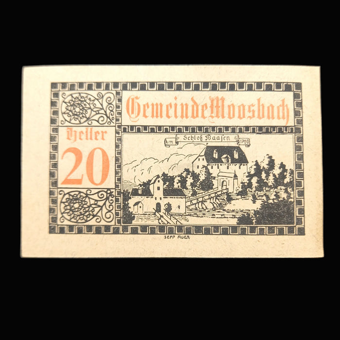 Antique Banknote 1920 Austria Moosbach Notgeld Set 50 & 20 Heller Emergency Money