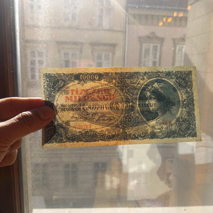 1946 Hungary Banknote Ten Thousand Milpengo 10 Billion Pengo Beautiful WWII Currency AU