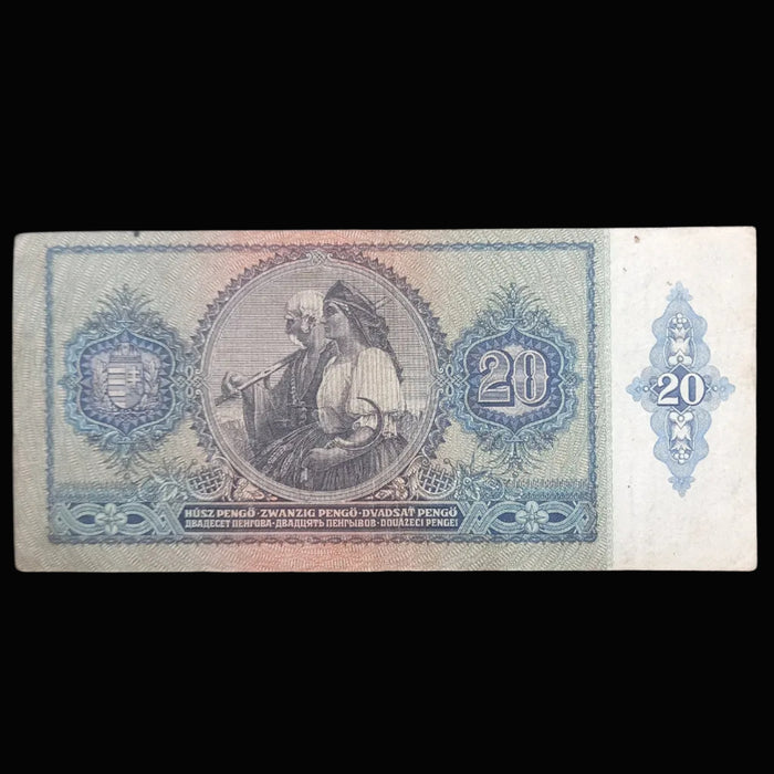 Vintage Banknote 1941 Hungary 20 Pengő WWII Era Paper Money Collectible Old Hungarian Cash