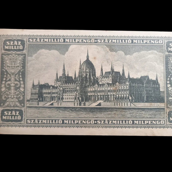 1946 Hungary Banknote 100 Million Milpengo Trillion Pengo Hyperinflation UNC Toned