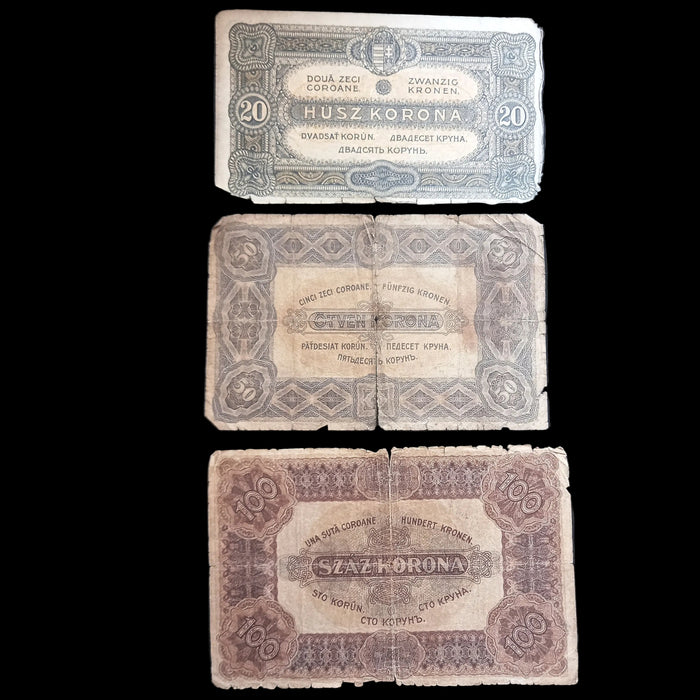 1920 Hungary Banknote Korona Set Rare Star Variant Antique Treasury Relic Bills