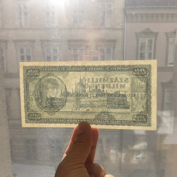 1946 Hungary Banknote One Hundred Million Milpengo Trillion Pengo Bill WW2 AU