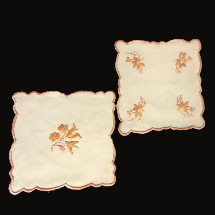 Hungarian Vintage Doily Set of 8 Autumn Farmhouse Handmade Decor 1970-80s