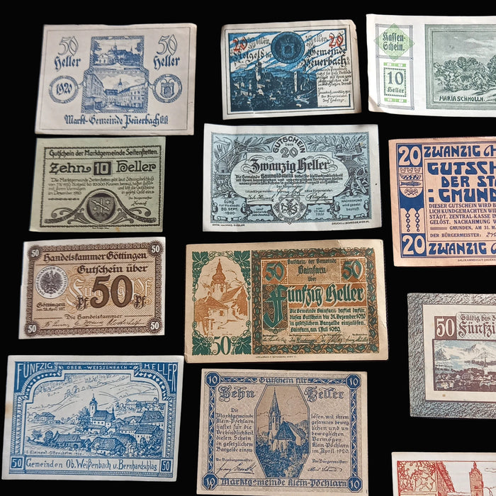Antique Banknote 1914-1921 Germany Austria Notgeld WWI Collection Lot of 29 Good