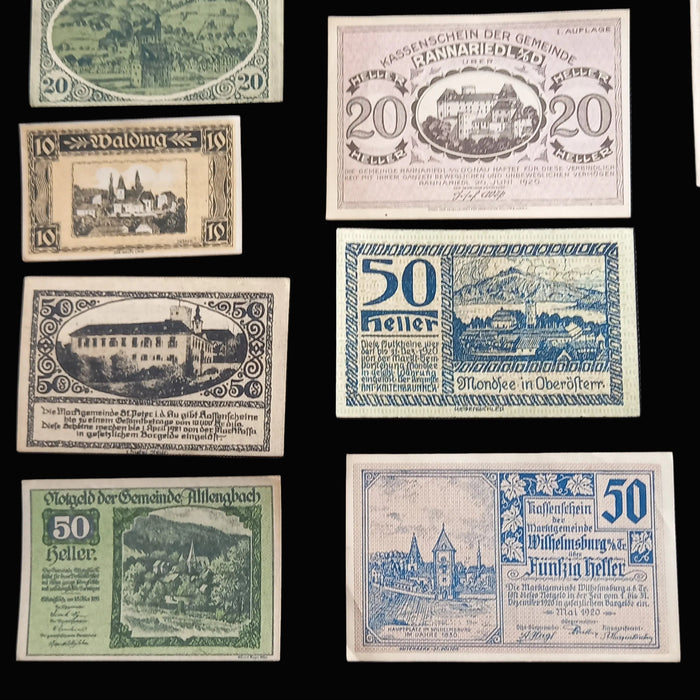 Antique Banknote 1919-1921 Austria Heller Notgeld Mixed Collection Lot of 25 Excellent
