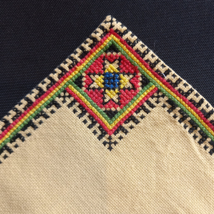 Vintage Hungarian Folk Art Doily Set 2 Handmade Yellow Cocktail Napkins Boho 1960s
