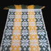 Hungarian folk art heritage textile with geometric pattern on a dark background