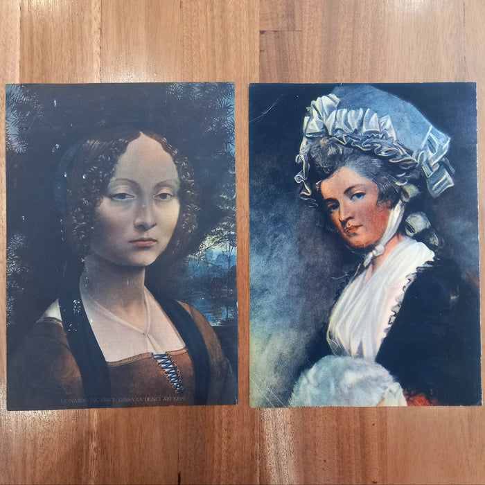 Vintage Art Prints 1930 Classical Ladies Mona Lisa European Masterpiece Ephemera