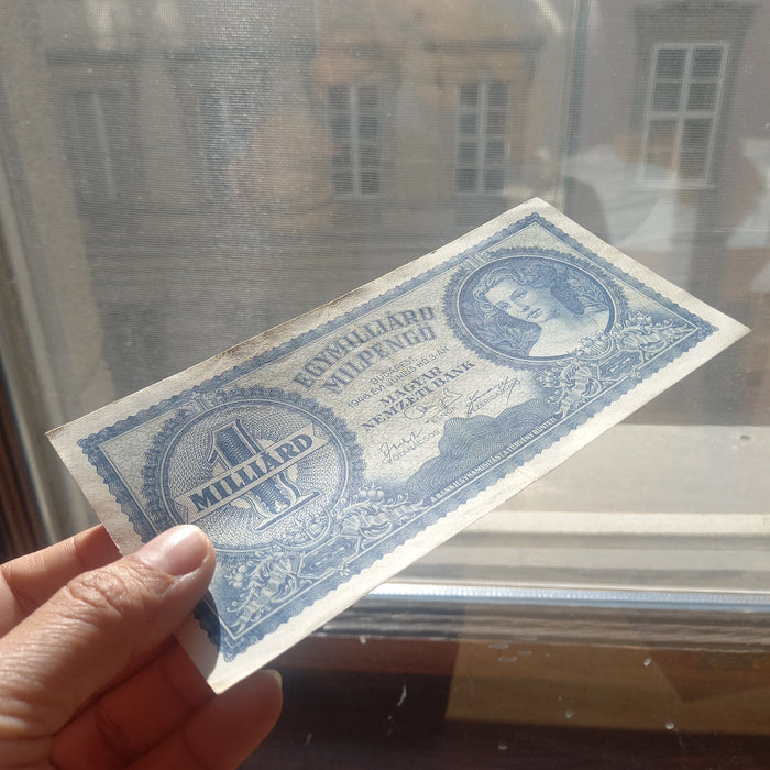1946 Hungary Banknote One Billion Milpengo Quadrillion Pengo Hyperinflation Bill AU