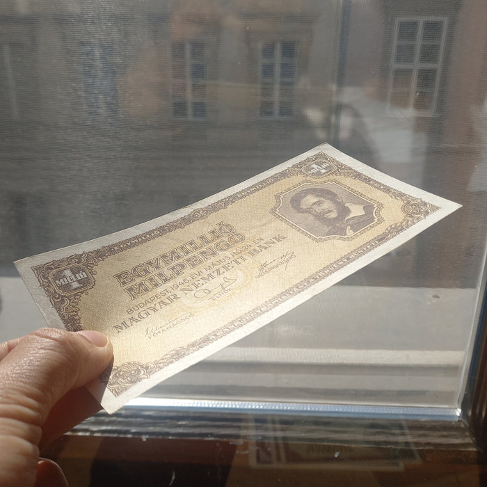 1946 Hungary Banknote One Million Milpengo Hyperinflation WWII Trillion Pengo Currency AU
