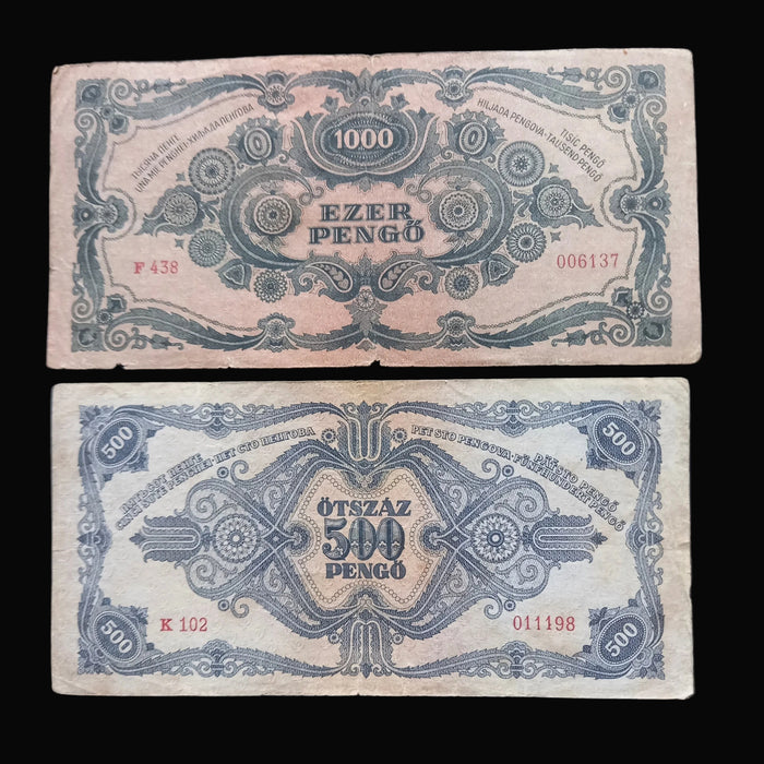 Vintage Banknote 1945 Hungary Pengő 3pc Set Lady Portrait Hyperinflation Currency Europe