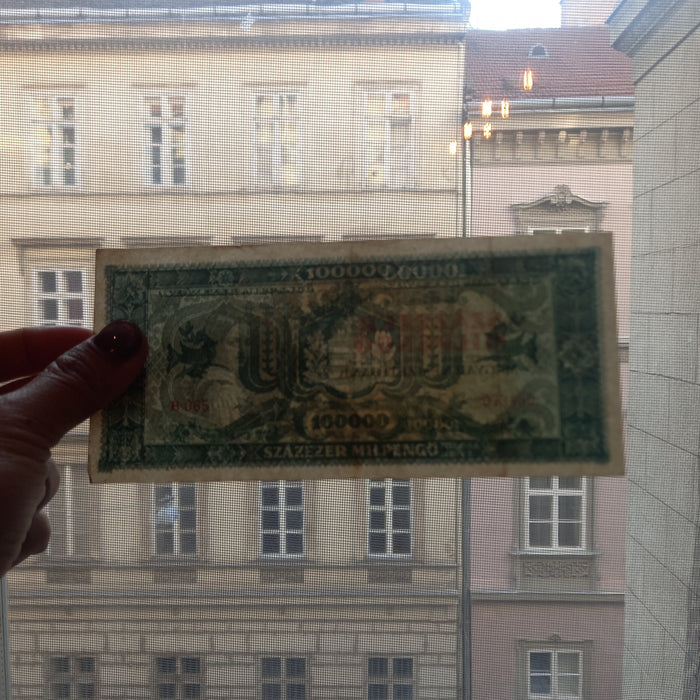 1946 Hungary Banknote 100,000 Milpengő 100 Billion Pengo Hyperinflation Collectible