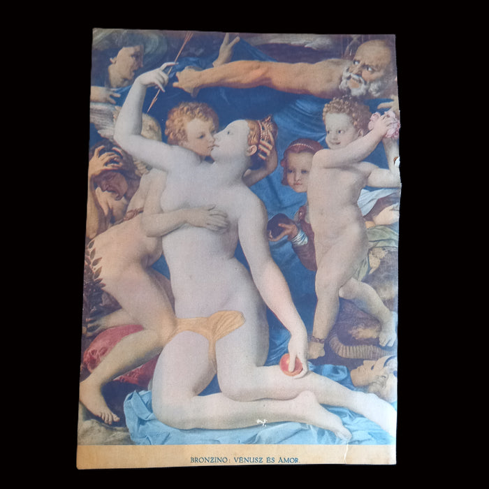 Vintage Ephemera 1930 Italian Agnolo Bronzino Venus & Cupid Art Page Hungary