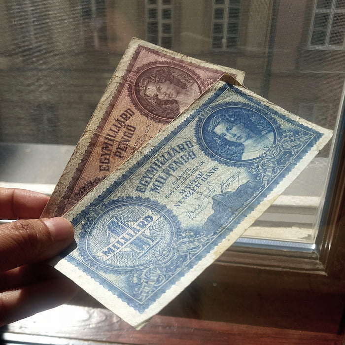 Vintage Banknote 1946 Hungary Billion Egymilliárd Milpengő & Quadrillion Pengő Collectibles