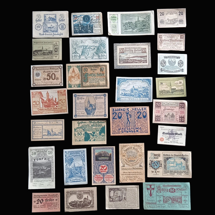 Antique Banknote 1914-1921 Germany Austria Notgeld WWI Collection Lot of 29 Good