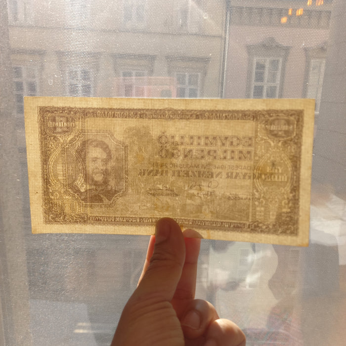 1946 Hungary Banknote One Million Milpengo Trillion Pengo Bill Lajos Kossuth AU
